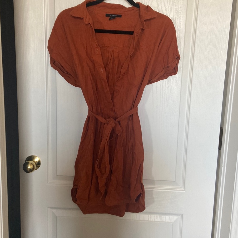 Orange Forever 21 Shirt Dress Small
